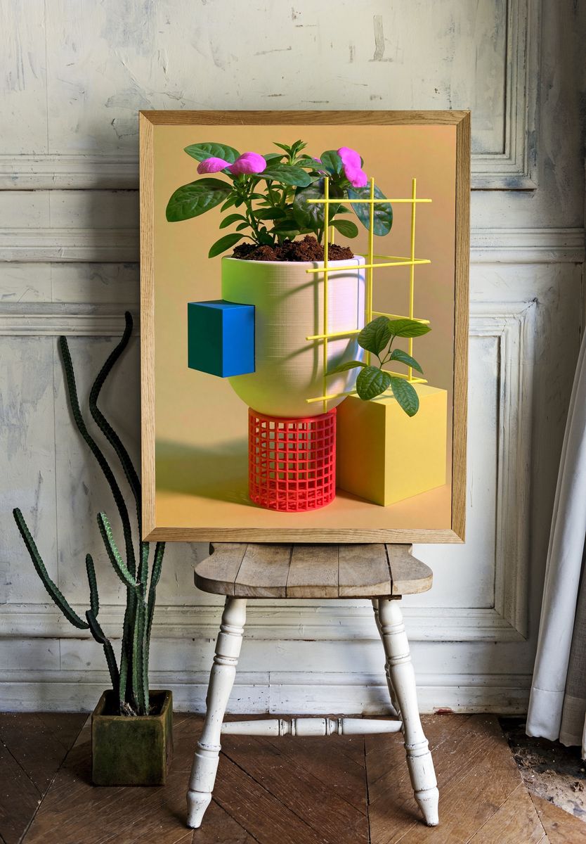 Geometric Plant Still Life Poster. — room view 1