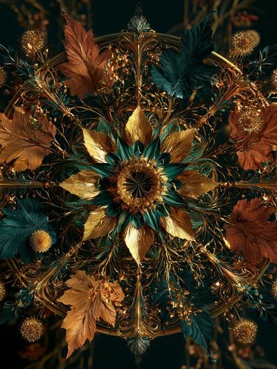 Golden Floral Mandala Poster. poster