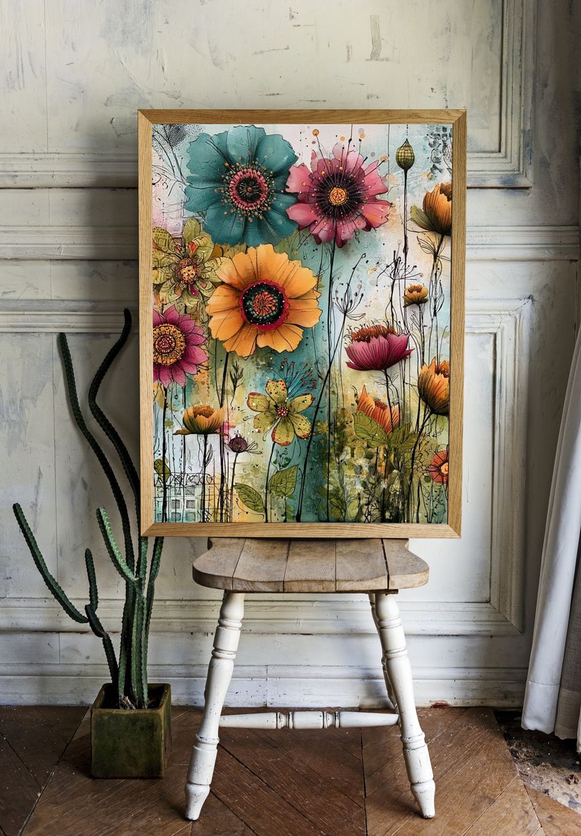 Whimsical Wildflower Garden Print. — room view 1