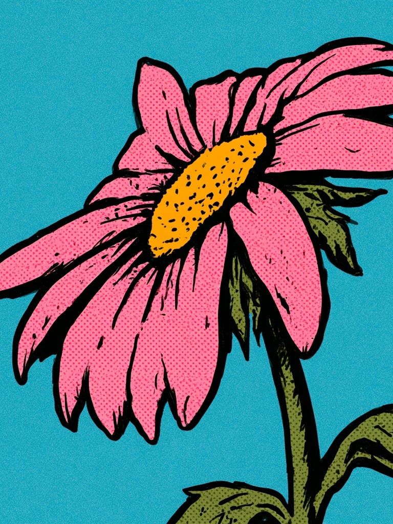 Pink Daisy Illustration Poster. poster detail