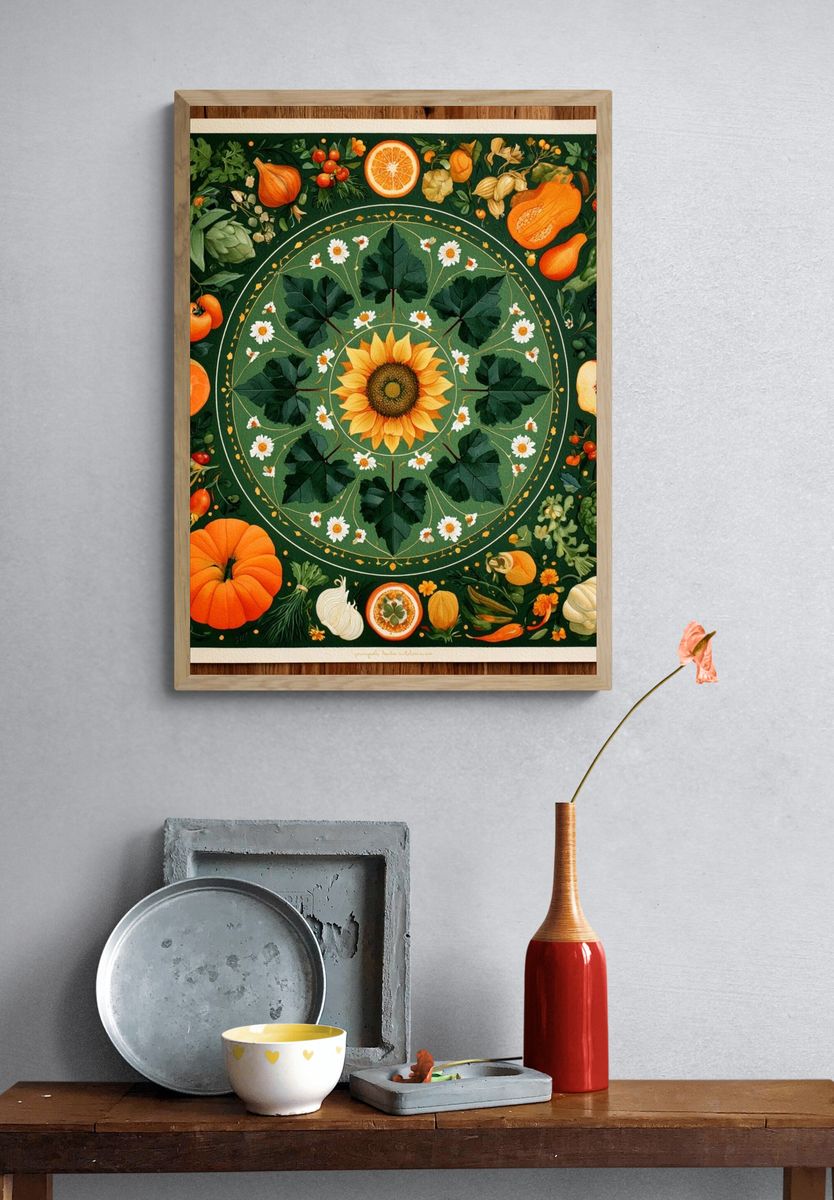 Sunflower Harvest Botanical Poster. — room view 3