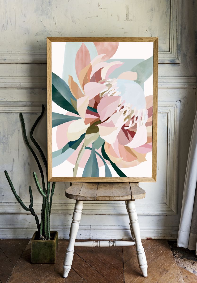 Pastel Floral Abstract Poster. — room view 1