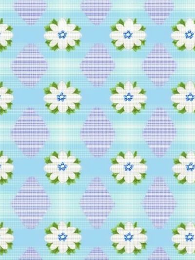 Floral Gingham Pattern Print.