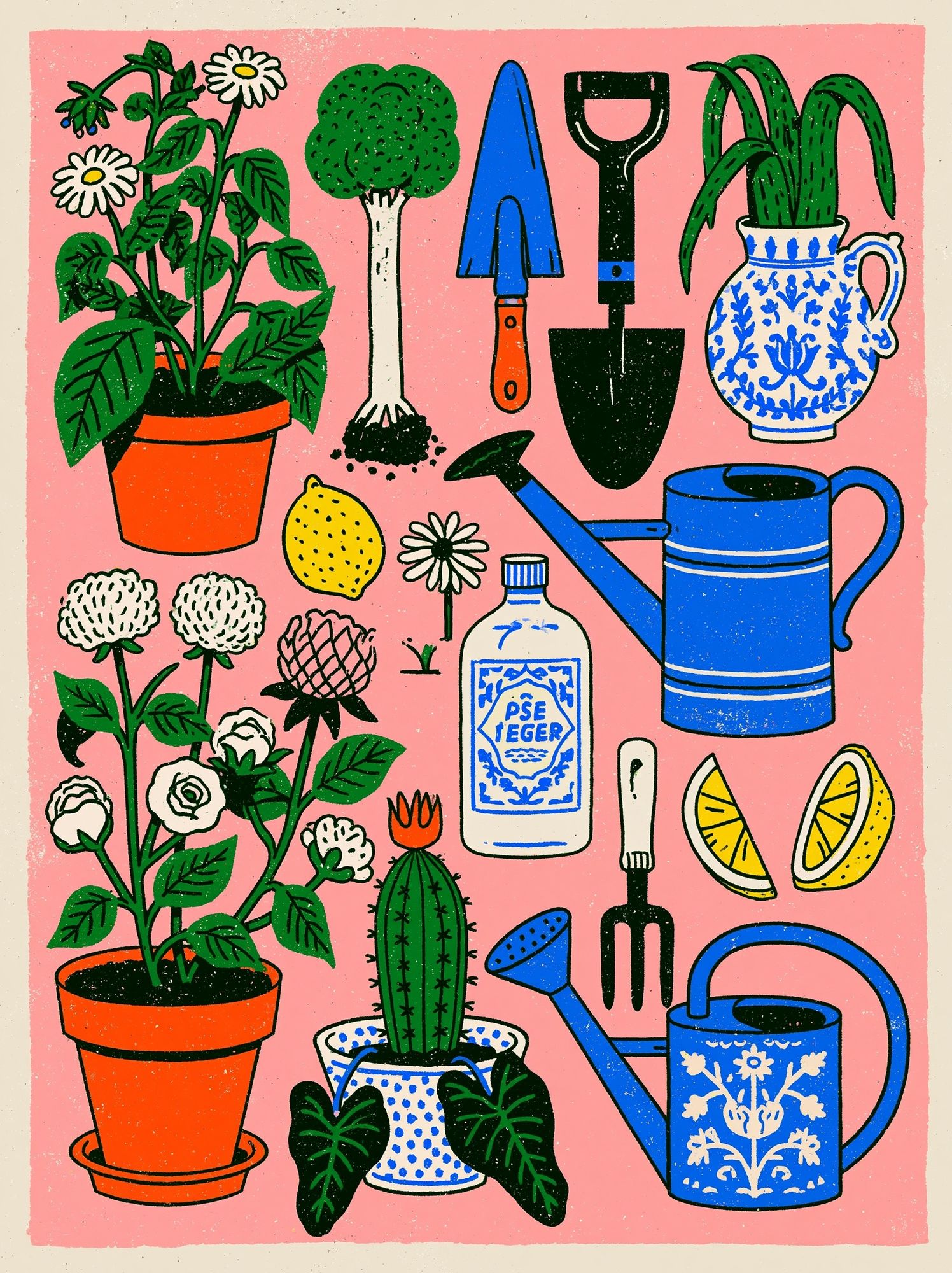 Garden Tools Botanical Poster. poster detail