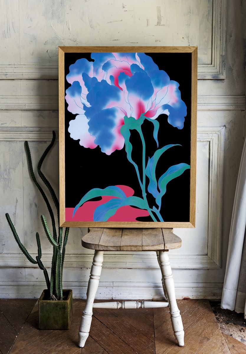 Neon Bloom Botanical Poster. room preview