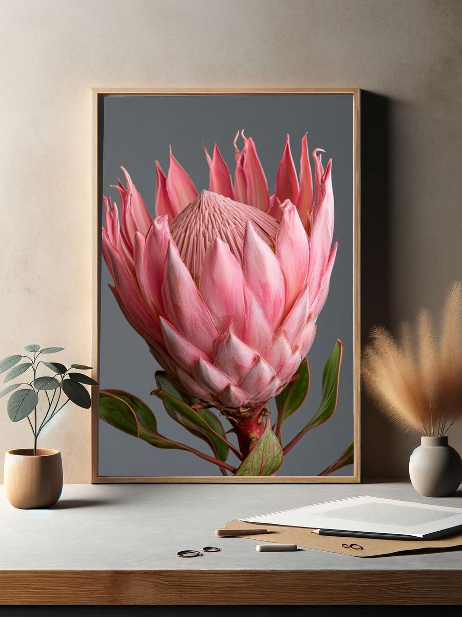 Pink Protea Botanical Print. — room view 2