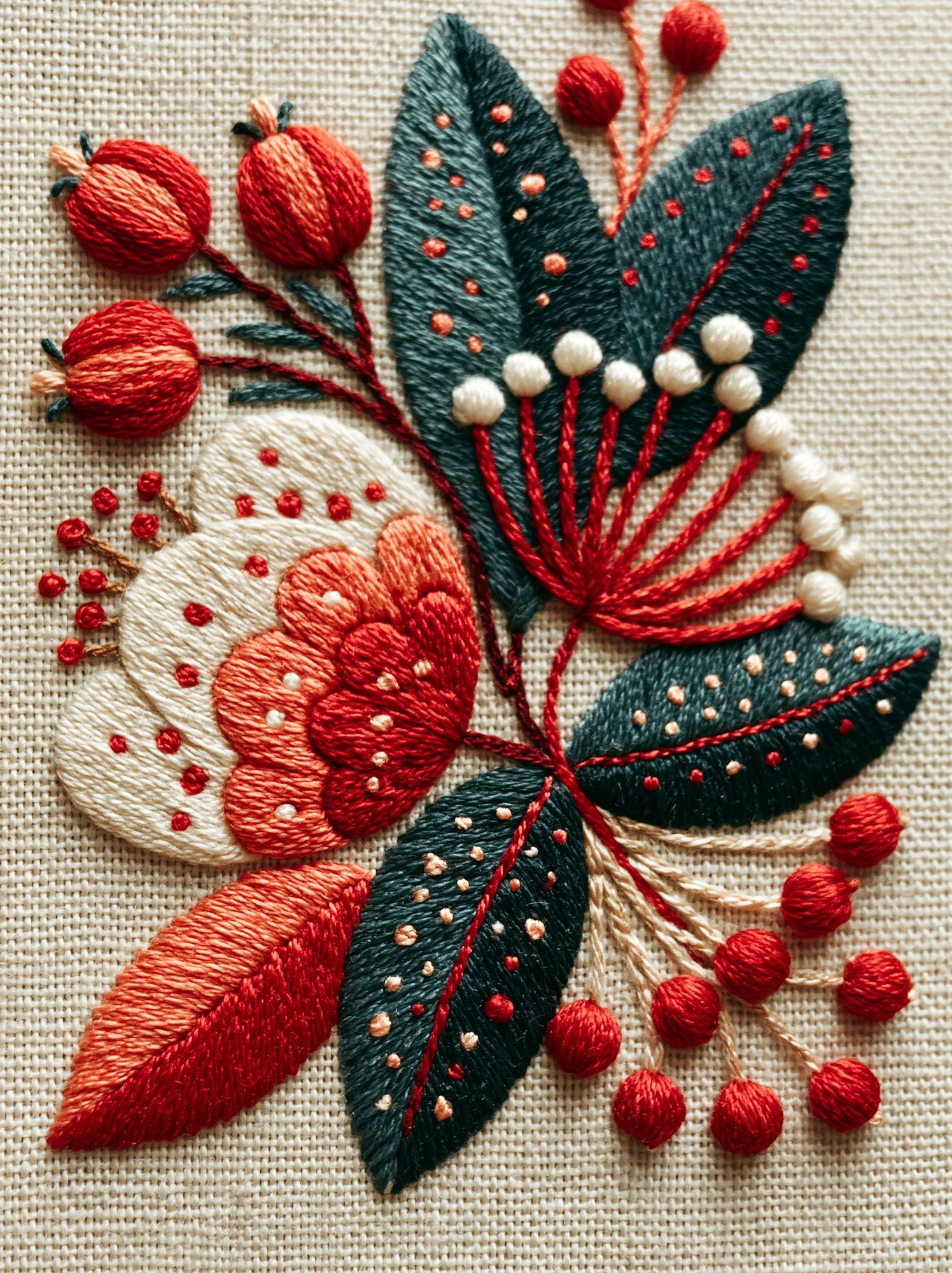 Embroidered Floral Botanical Print. poster detail
