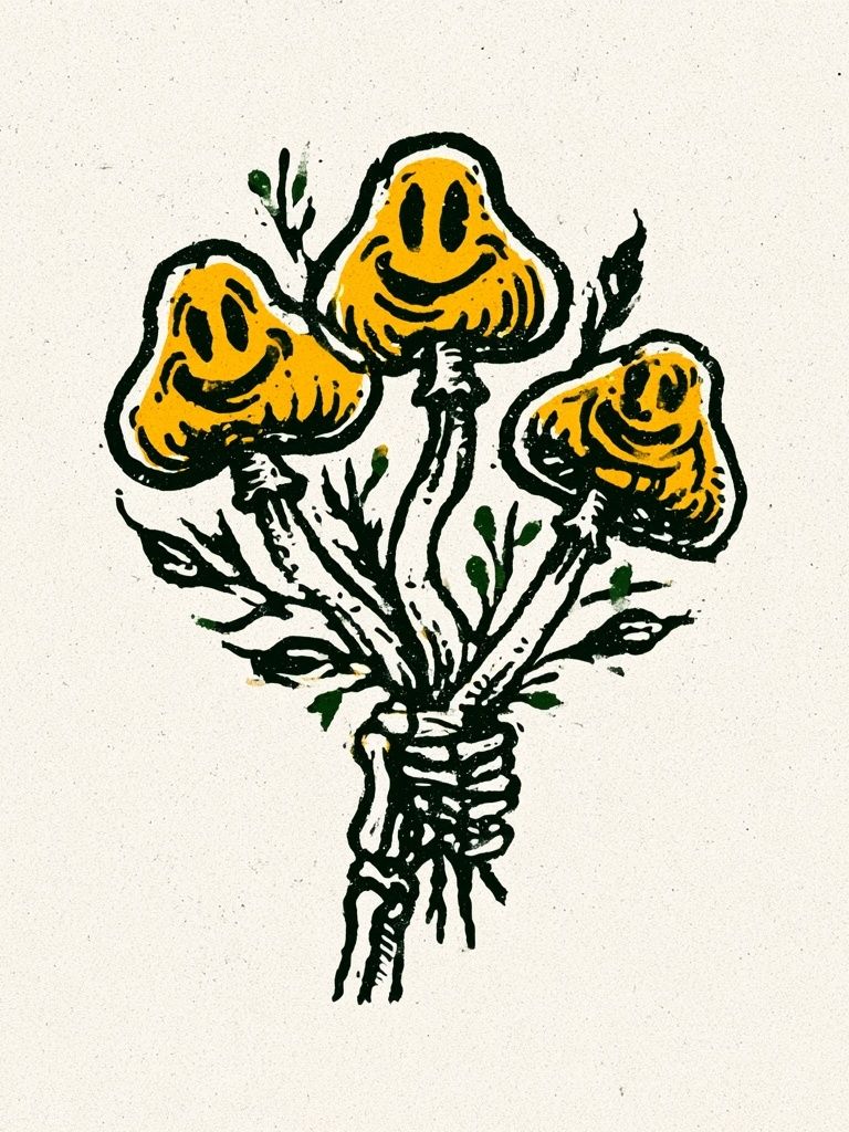 Yellow Flowers Ink Print. poster detail