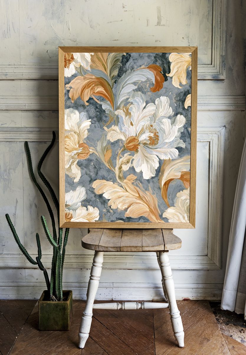 Floral Baroque Pattern Print. — room view 1