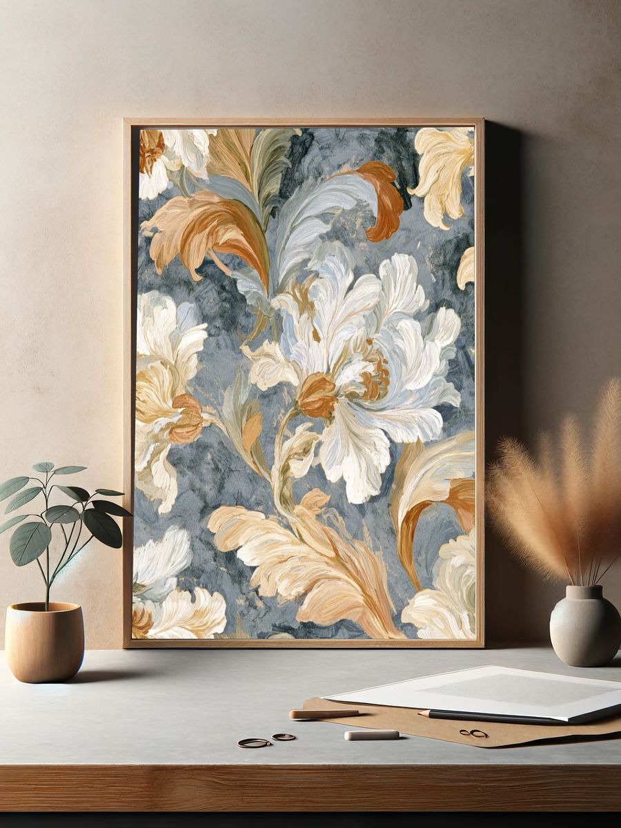 Floral Baroque Pattern Print. — room view 2
