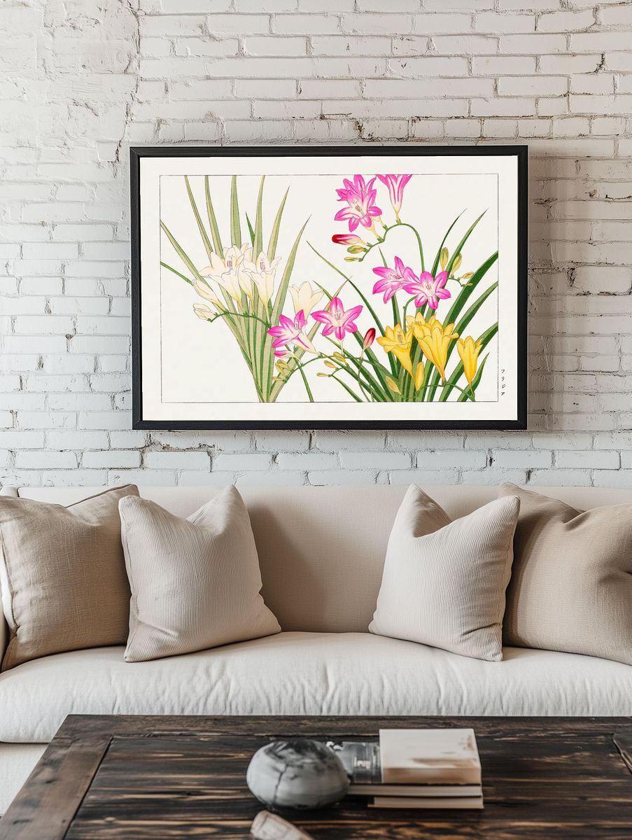 Freesia Botanical Illustration Poster room preview