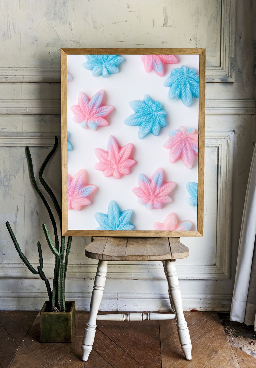 Pastel Maple Leaves Abstract Print. — room view 1