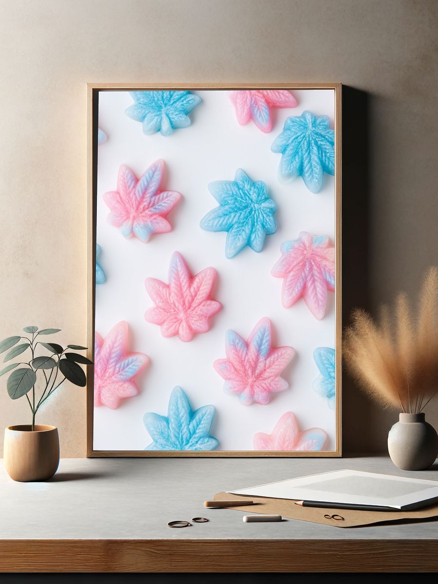 Pastel Maple Leaves Abstract Print. — room view 2