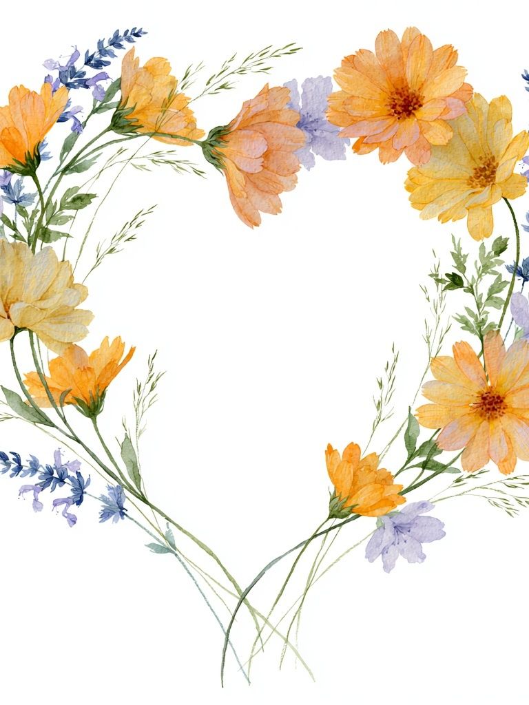 Floral Heart Watercolor Print. poster detail