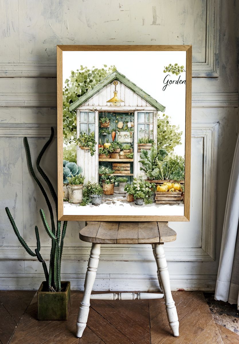 Garden Shed Watercolor Poster. room preview