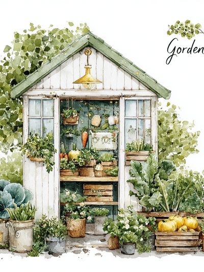 Garden Shed Watercolor Poster. poster