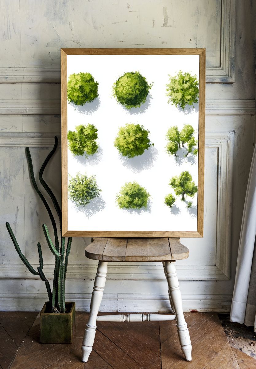 Green Tree Canopy Illustration Poster. — room view 1