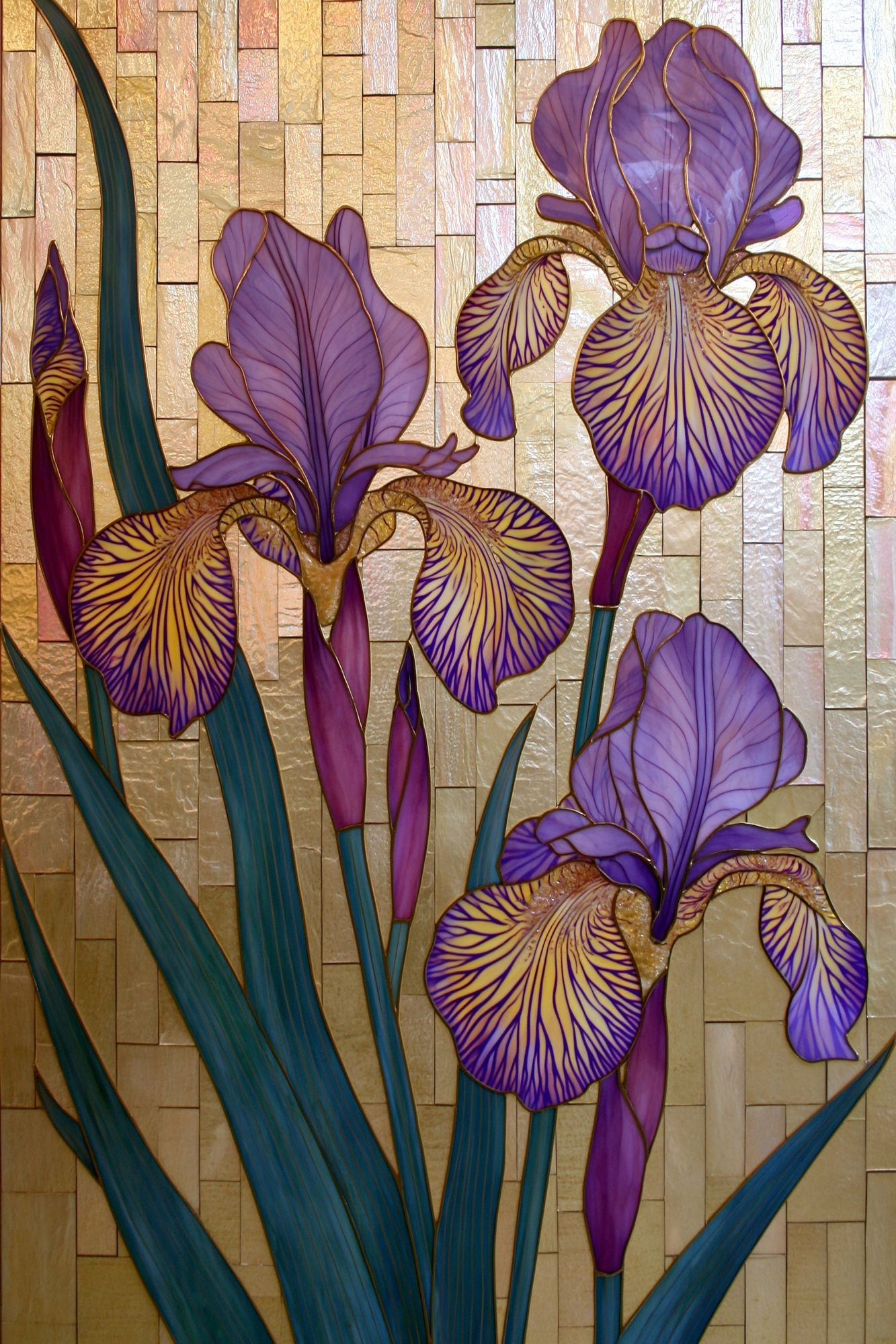 Purple Iris Mosaic Poster. poster — botanical art