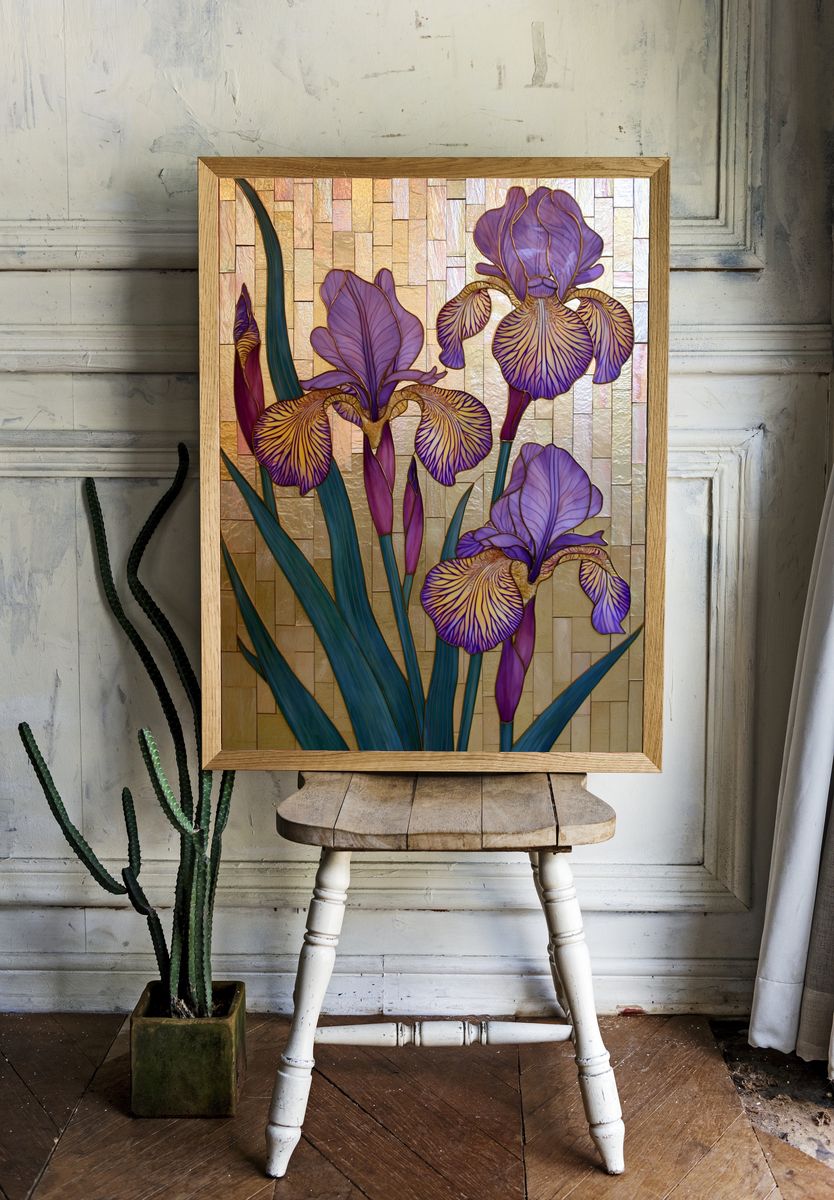 Purple Iris Mosaic Poster. — room view 1