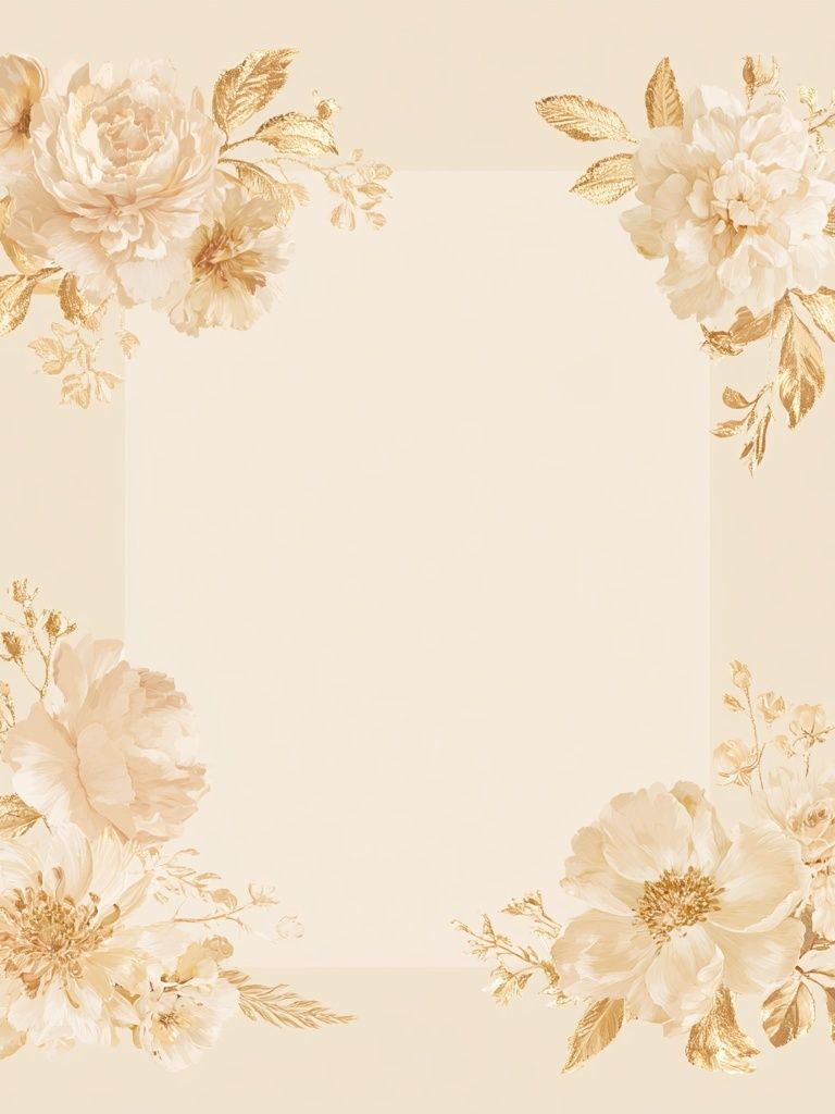 Golden Floral Frame Print. poster — botanical art