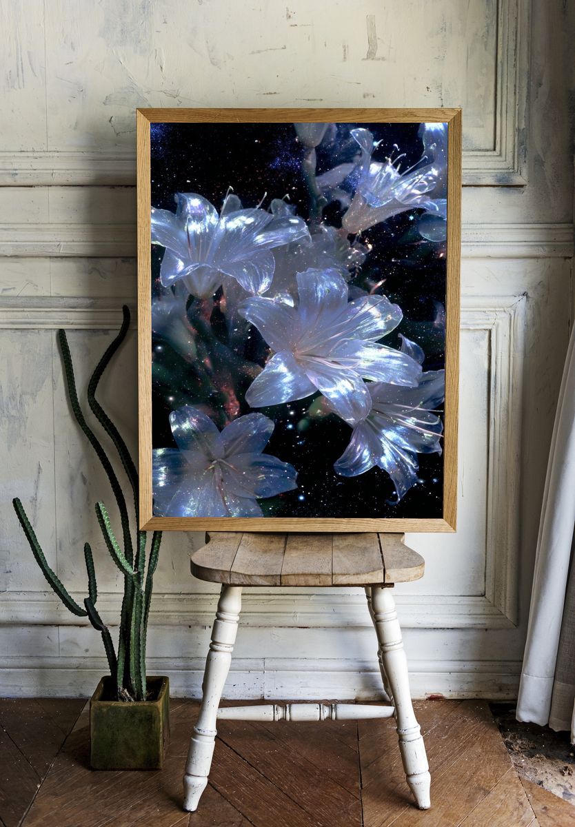 Celestial Lilies Photography Poster. — room view 1