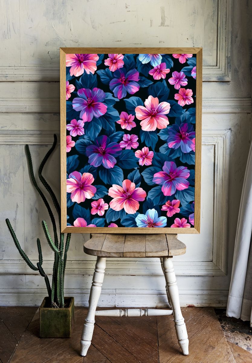 Tropical Floral Pattern Print. — room view 1