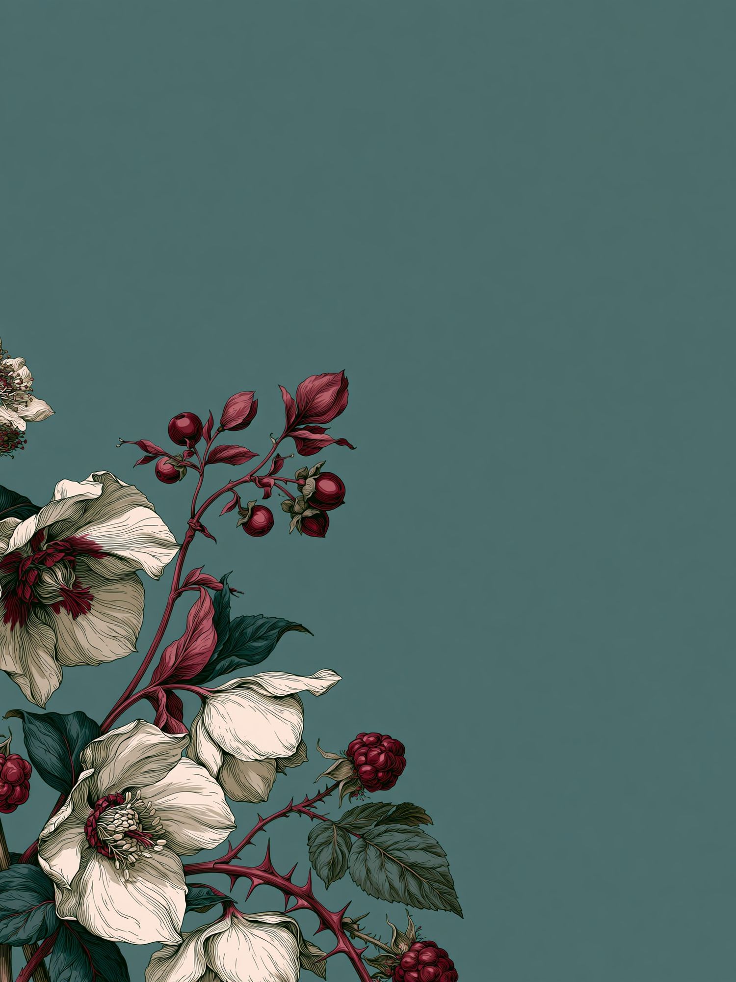 Botanical Floral Corner Print. poster detail