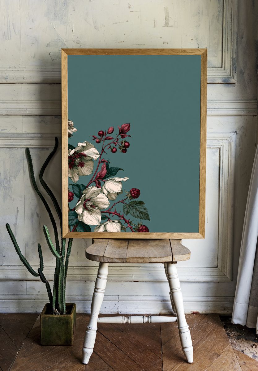 Botanical Floral Corner Print. — room view 1