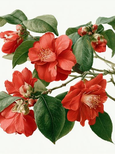 Red Camellia Botanical Print. poster