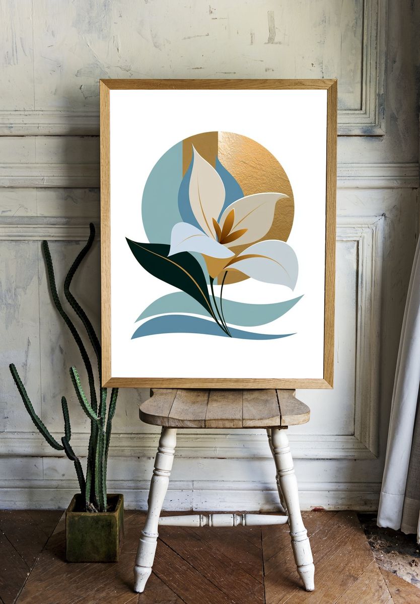 Abstract Lily Botanical Print. — room view 1
