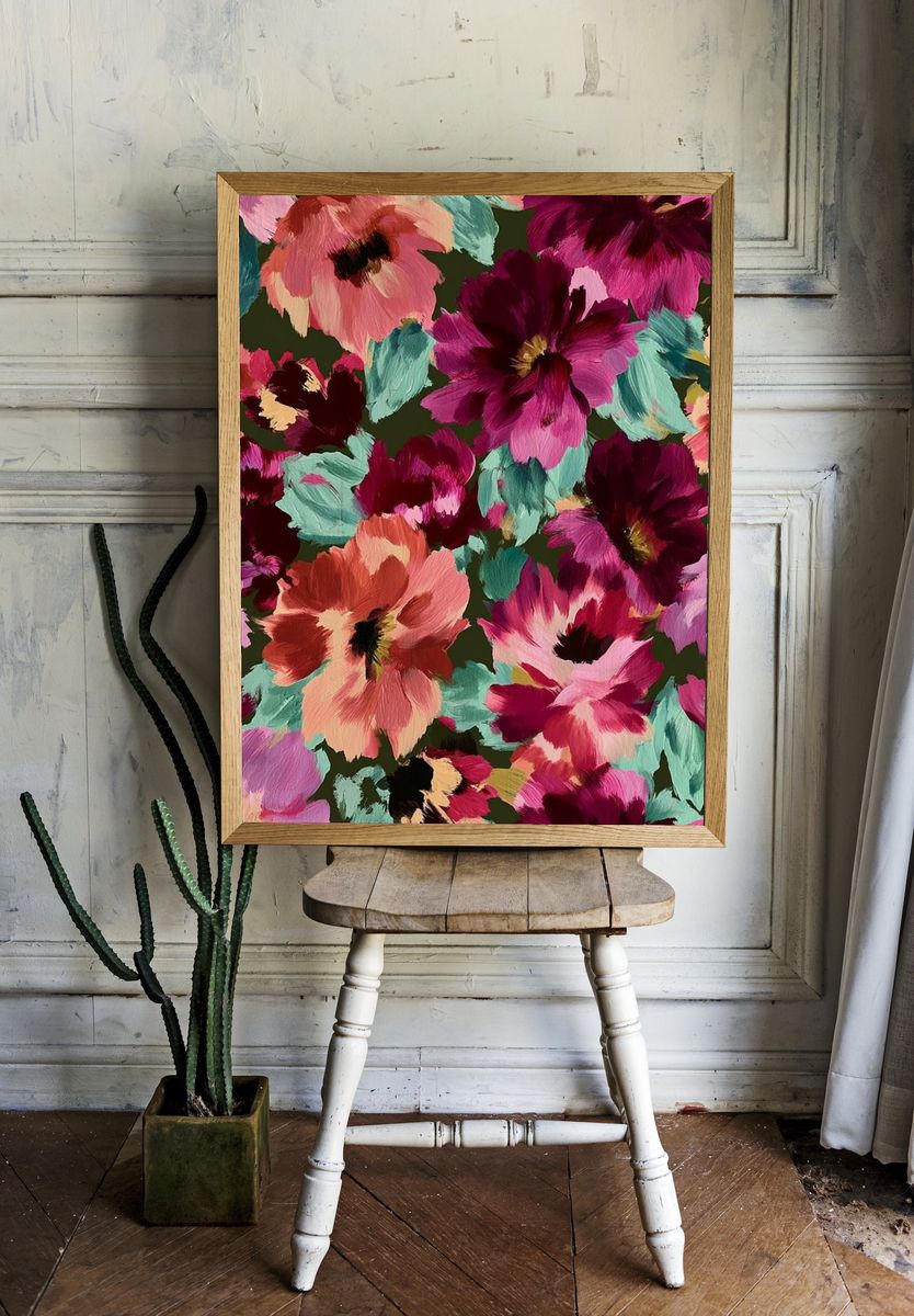 Floral Brushwork Botanical Print. — room view 1