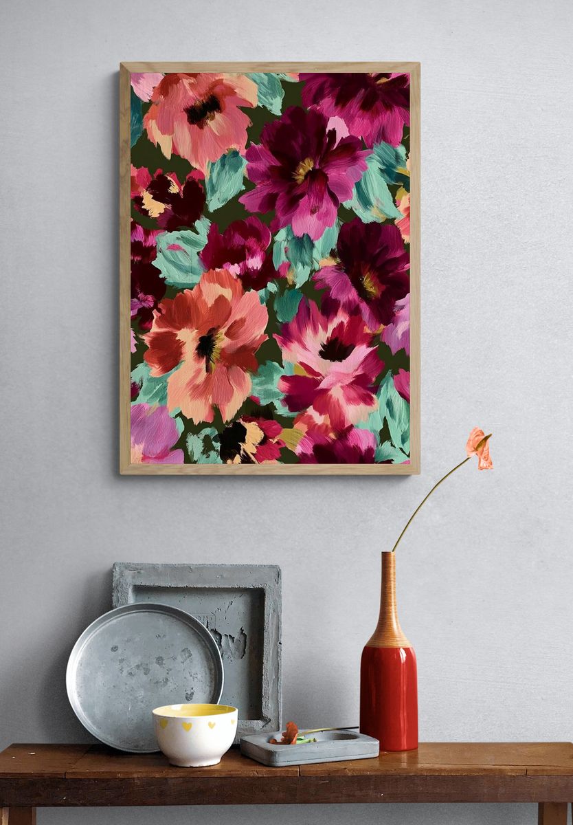 Floral Brushwork Botanical Print. — room view 3