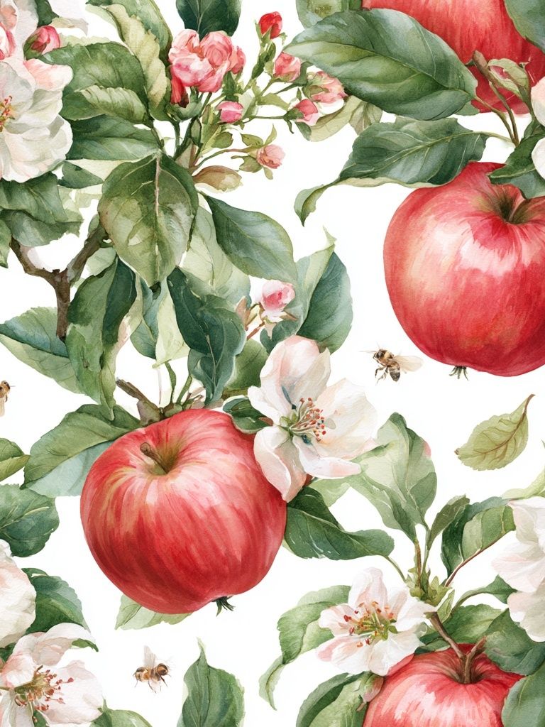 Apple Blossom Watercolor Print. poster detail