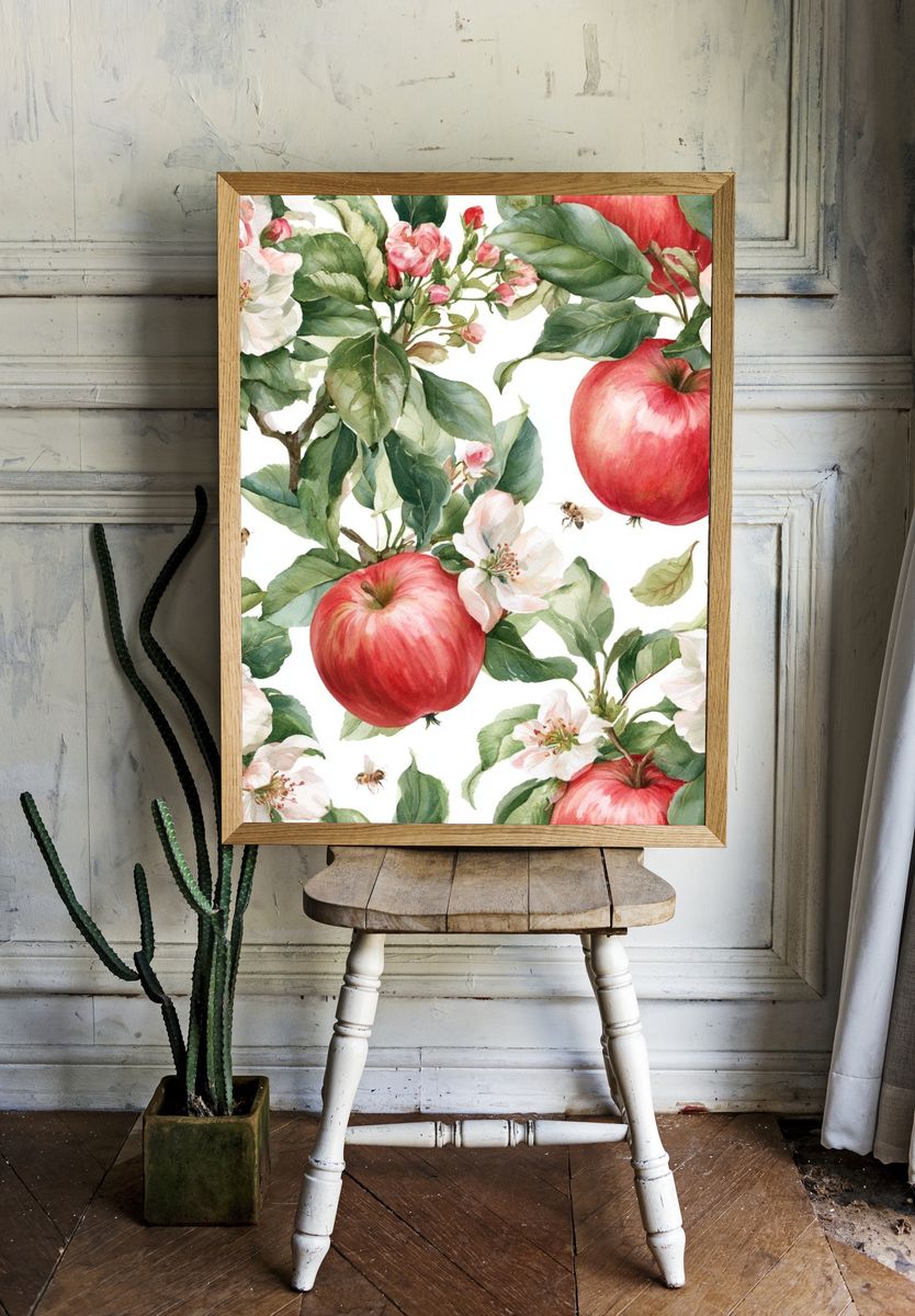 Apple Blossom Watercolor Print. — room view 1