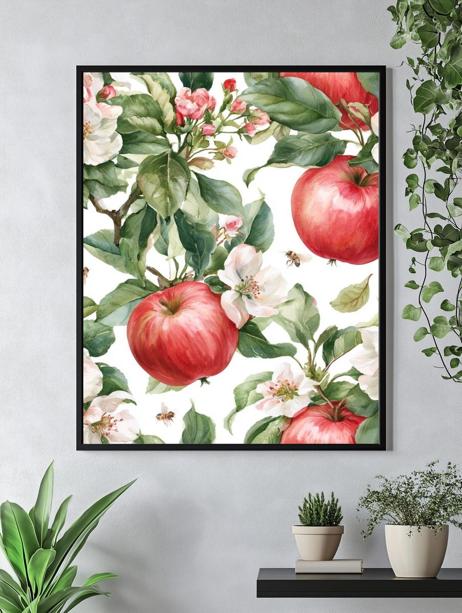 Apple Blossom Watercolor Print. — room view 4