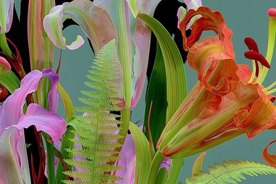 Tropical Lily Garden Illustration Poster. poster