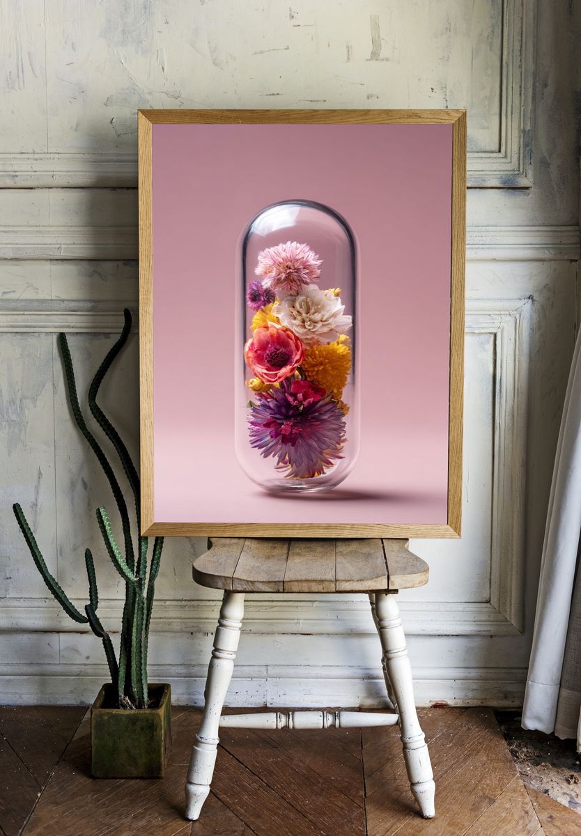 Glass Capsule Flowers Botanical Print. — room view 1
