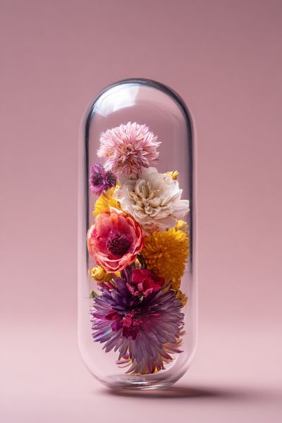 Glass Capsule Flowers Botanical Print. poster print