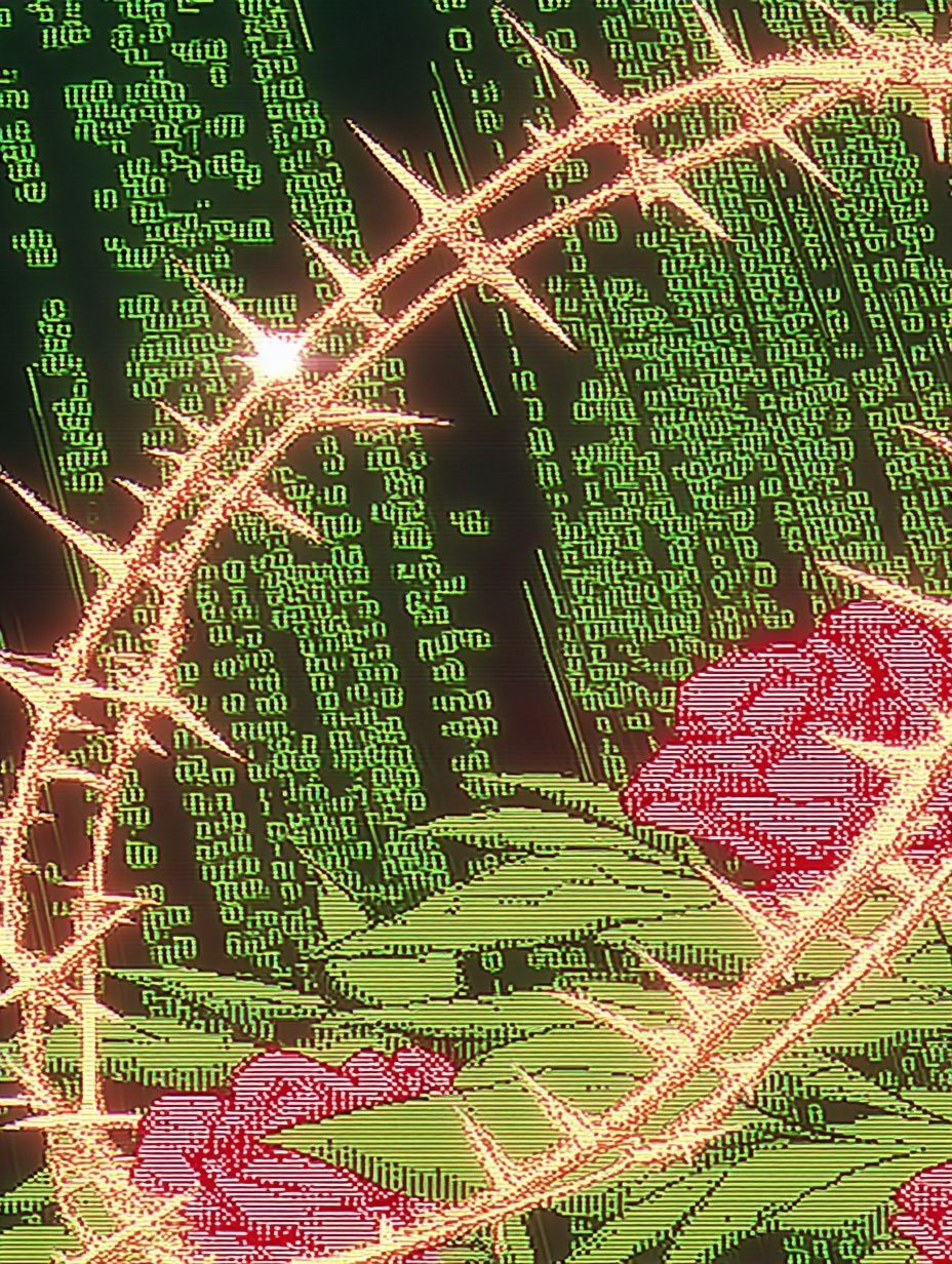 Neon Thorn Cactus Digital Art Poster. poster detail