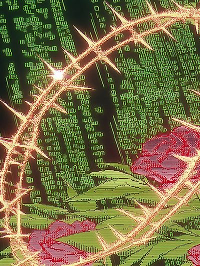 Neon Thorn Cactus Digital Art Poster. poster print