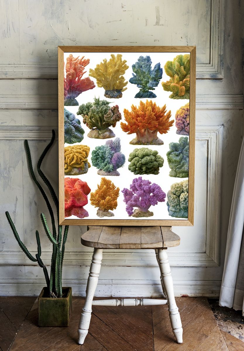 Colorful Coral Reef Illustration Poster. — room view 1