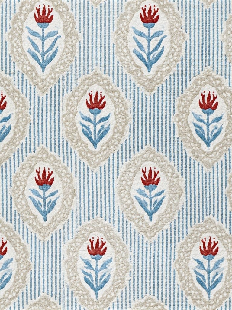 Floral Block Print Pattern Poster. poster — botanical art