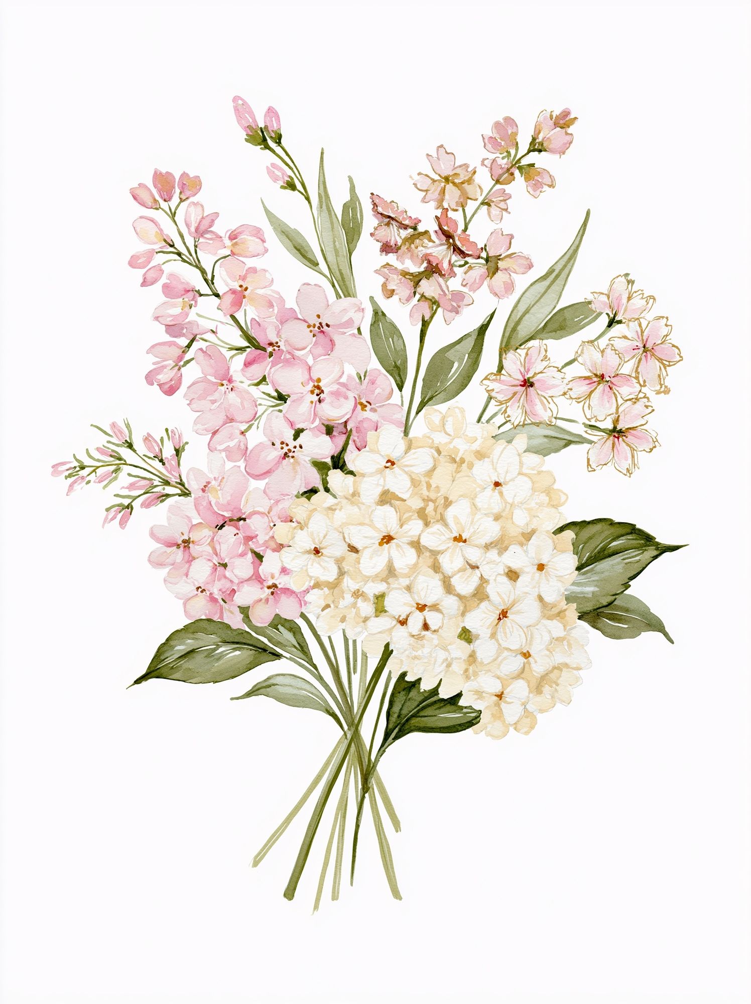 Cherry Blossom Bouquet Watercolor Print. poster detail
