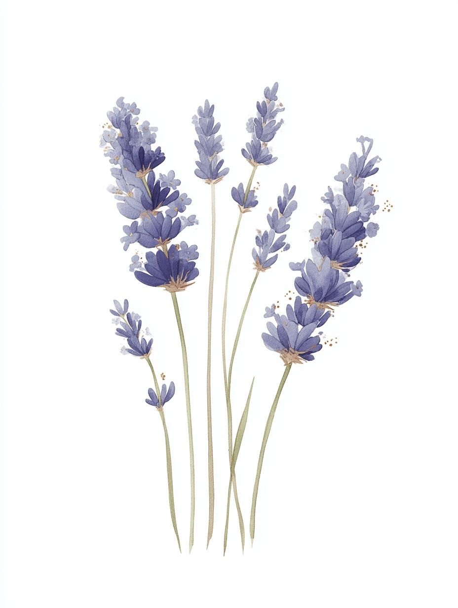 Lavender Sprigs Watercolor Print. poster detail