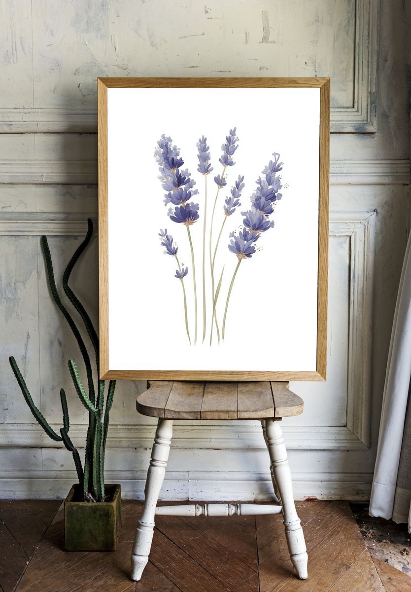 Lavender Sprigs Watercolor Print room preview