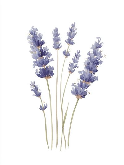 Lavender Sprigs Watercolor Print. poster print