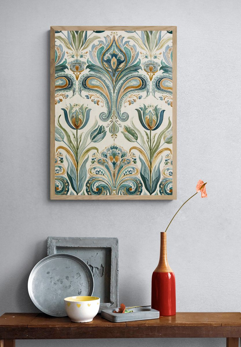 Art Nouveau Floral Pattern Poster. — room view 3