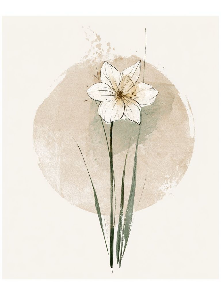 Minimal White Flower Botanical Poster. poster — botanical art