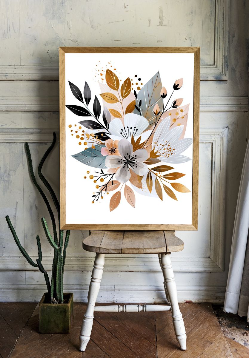 Botanical Floral Bouquet Print. — room view 1