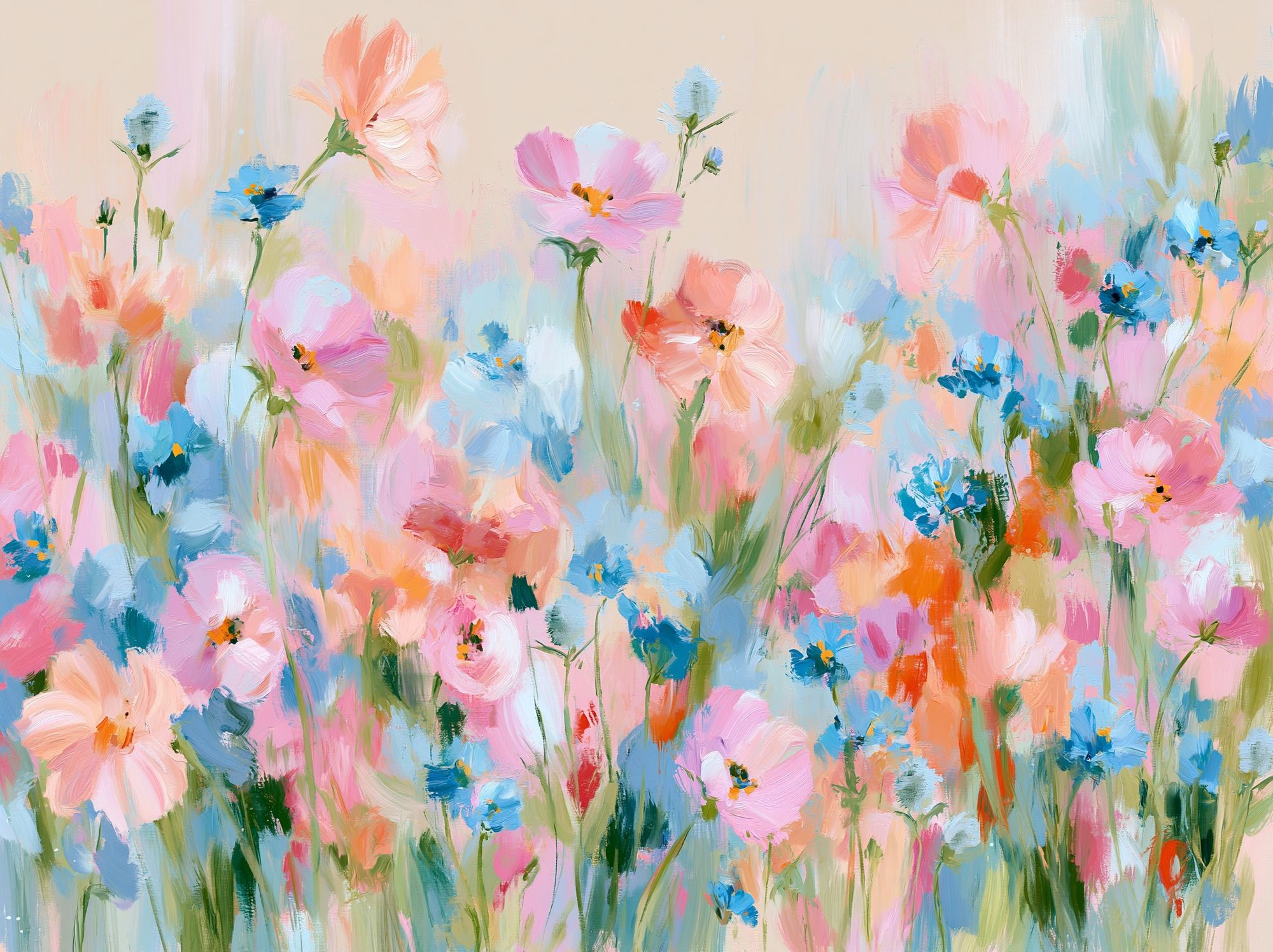 Pastel Wildflower Meadow Print. poster — botanical art